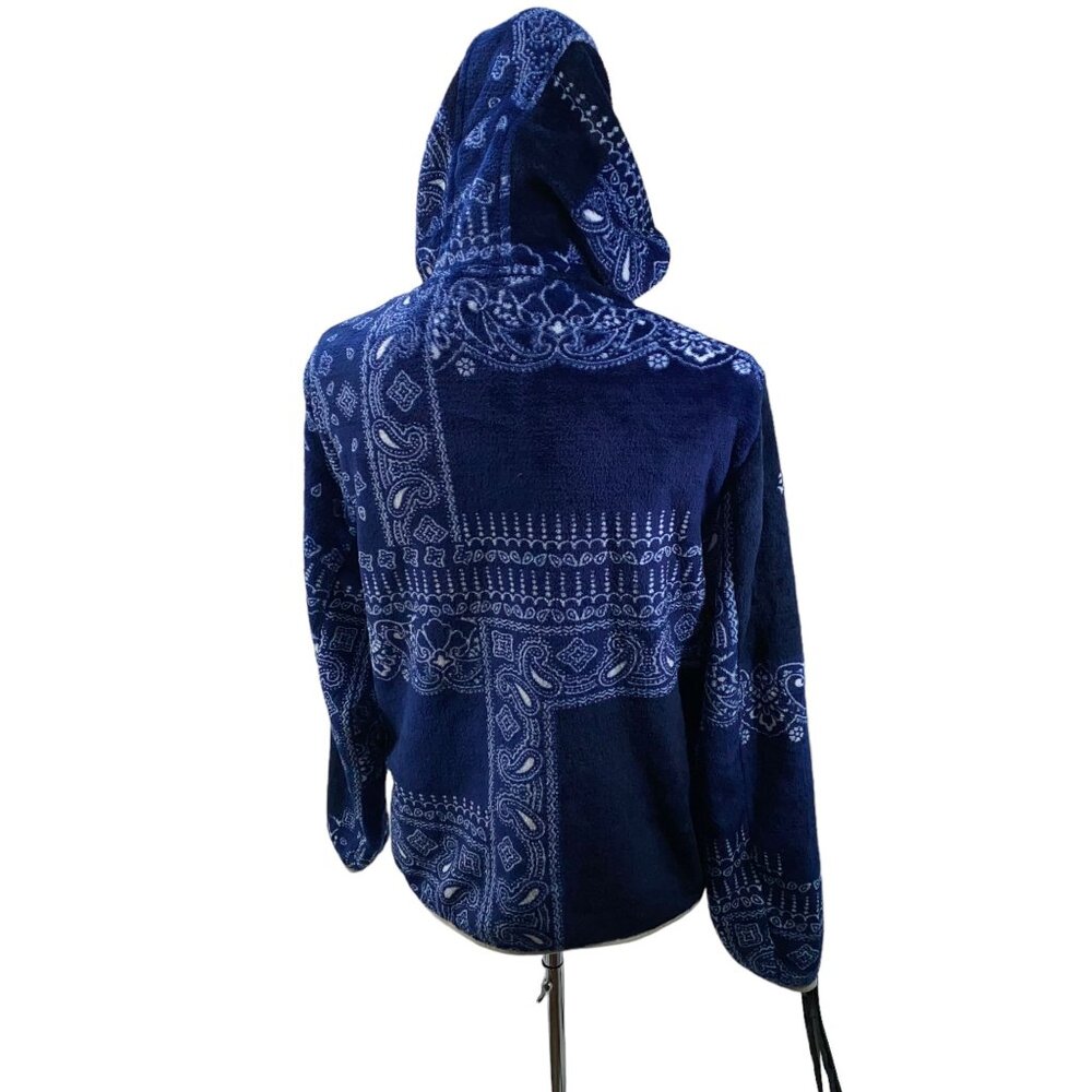 NWT BP XS Navy Bandana Patchwork Soft Fleece Hoodie - Picture 3 of 8